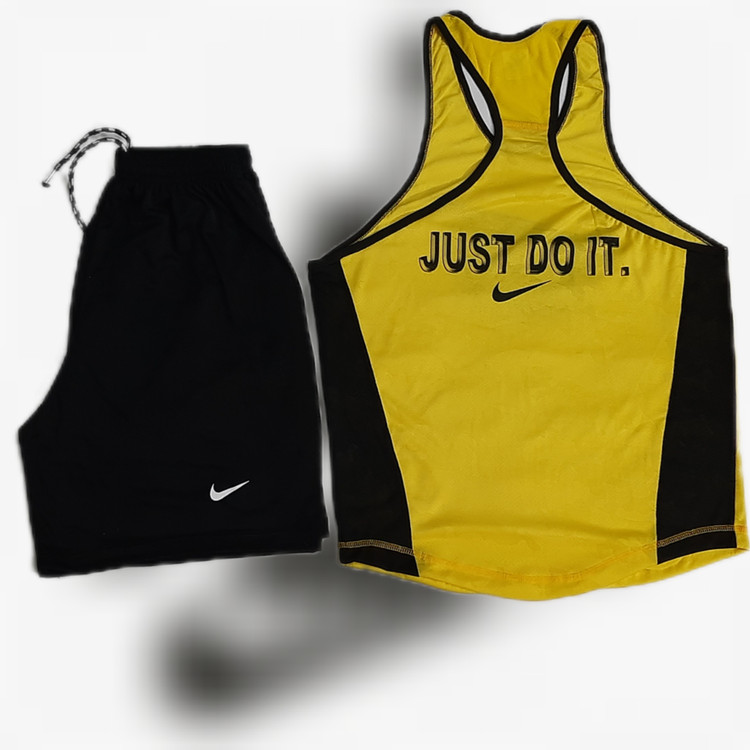 ست رکابی و شلوارک ورزشی مردانه مدل نایک just do it زرد