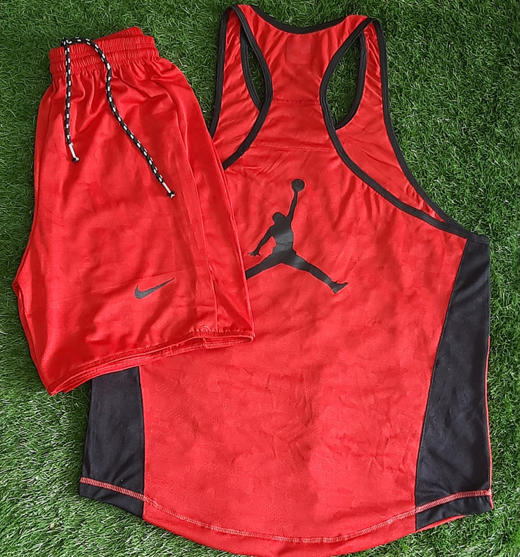 ست رکابی و شلوارک ورزشی مدل نایک جردن red