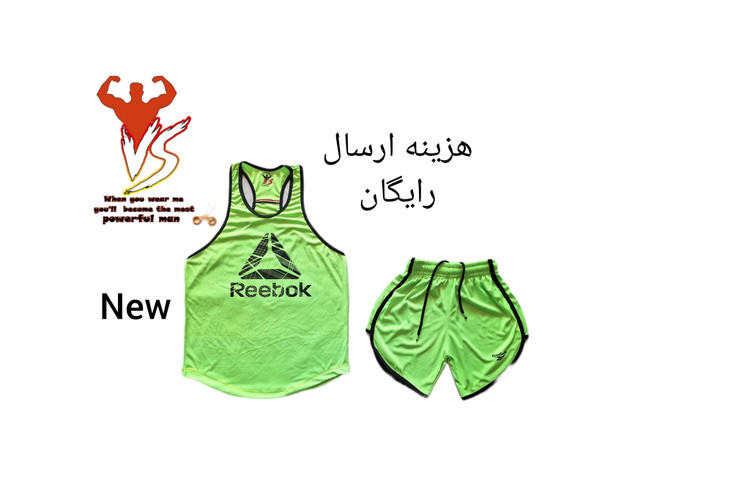 ست رکابی و شلوارک بدنسازی مدل Rbk سبز فسفری