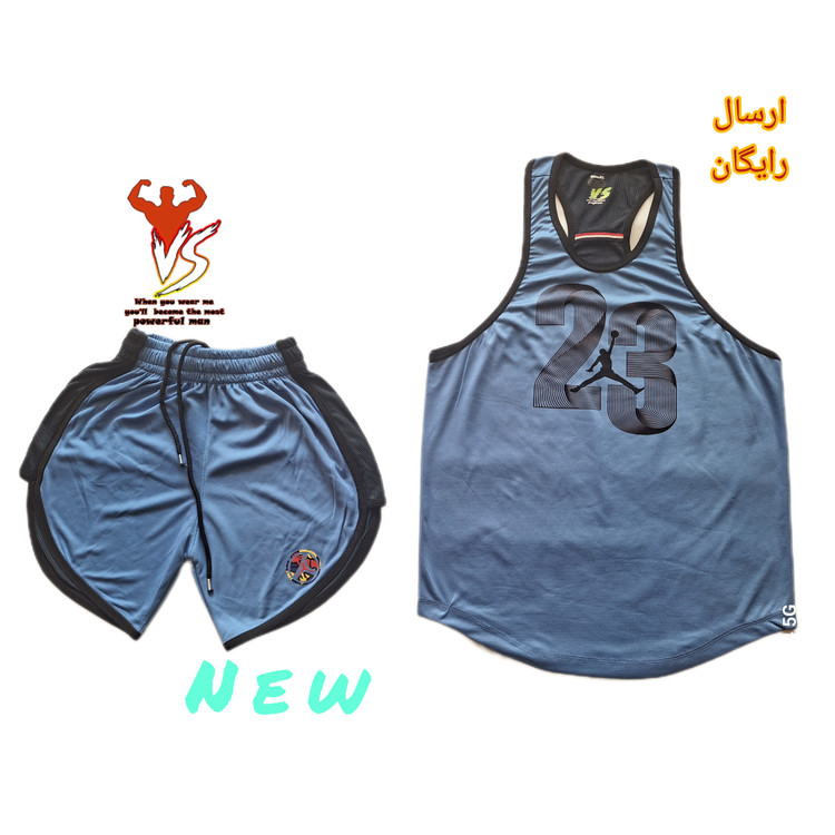 تاپ و شلوارک ورزشی مردانه مدل jordan23 آبی