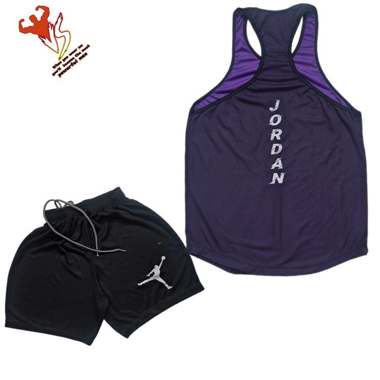 ست رکابی و شلوارک ورزشی مدل jordan purple