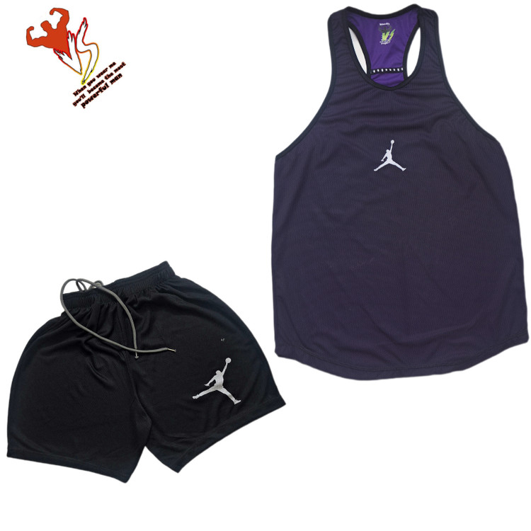 ست رکابی و شلوارک ورزشی مدل jordan purple